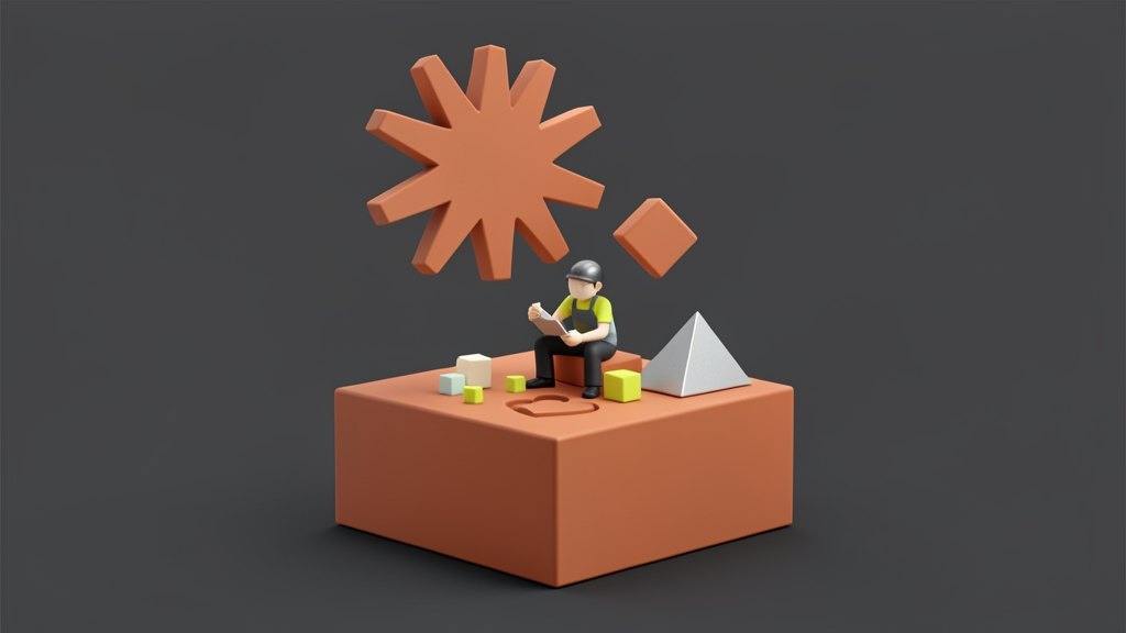 A Claude asterisk starburst in warm terracotta-orange floating above a small solid block island made of stacked cubes, where one cube is being tossed upward and a heart shape and a