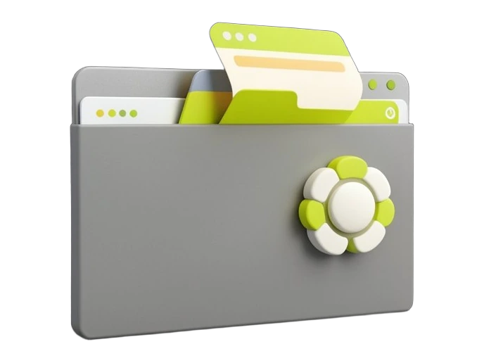 A solid web browser window panel with three open tab shapes along the top, one tab lifted and extending outward toward a compact OpenAI Blossom symbol beside it, showing the AI rea