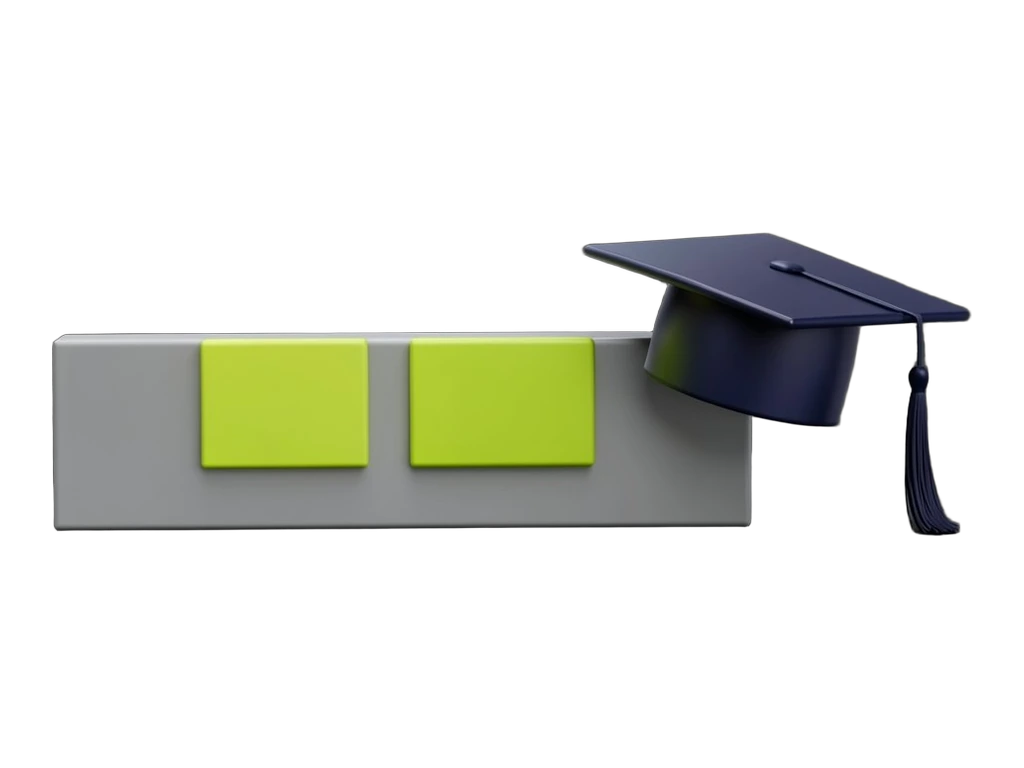 A wide opaque horizontal band representing the normal summer unemployment range, with three solid marker blocks resting evenly inside it and a solid graduation cap shape standing b