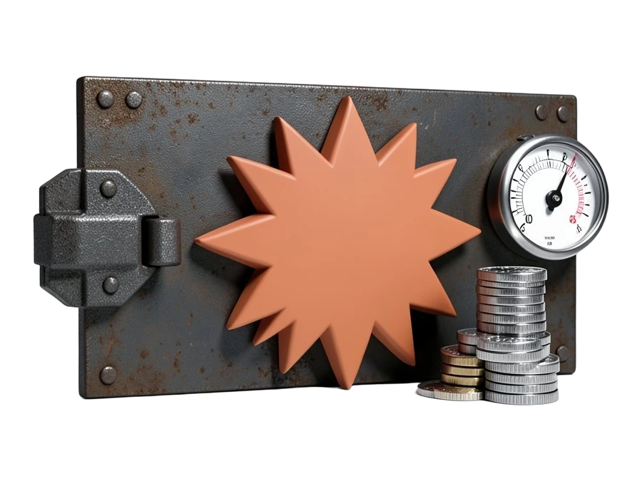 A solid report panel bears a large terracotta Claude starburst; on one side, a chunky token meter clamps two team sections into one shared budget, and on the other, a stack of coin