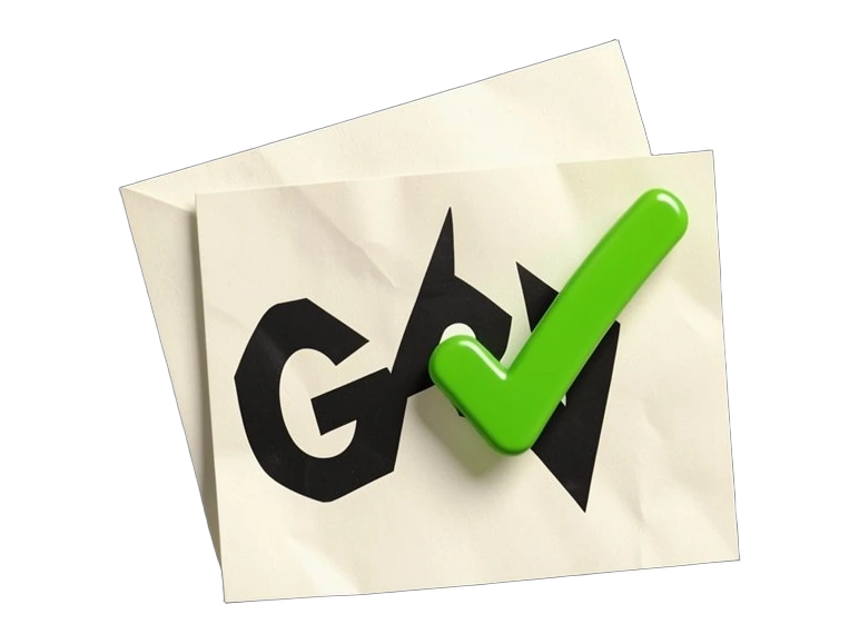 A solid pale document sheet fronted by the large angular black-and-white Grok mark, filling about a quarter of the width; a second sheet tilts behind it, still under review. A thic