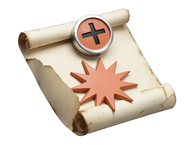 A thick academic manuscript roll with a blank cover sheet partly peeled back to reveal a large front-facing terracotta Anthropic starburst; a heavy withdrawal stamp hovers above it