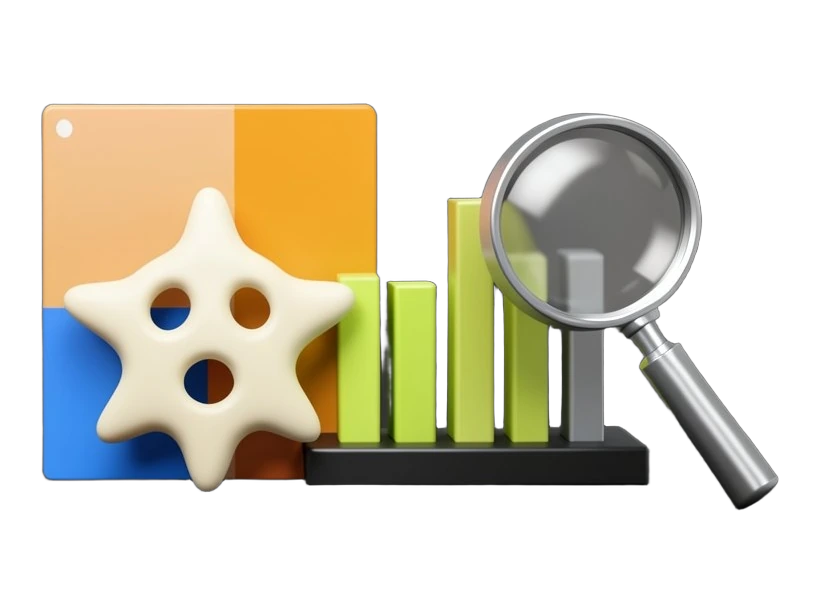 Google's four-colour Gemini spark emblem sits at the centre of a solid panel divided into three connected sections — a colour swatch for branding, a rising bar chart for finances, 