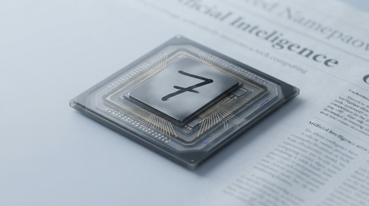 Et røntgenbillede af en computerchip med et tal skrevet med blæk på.