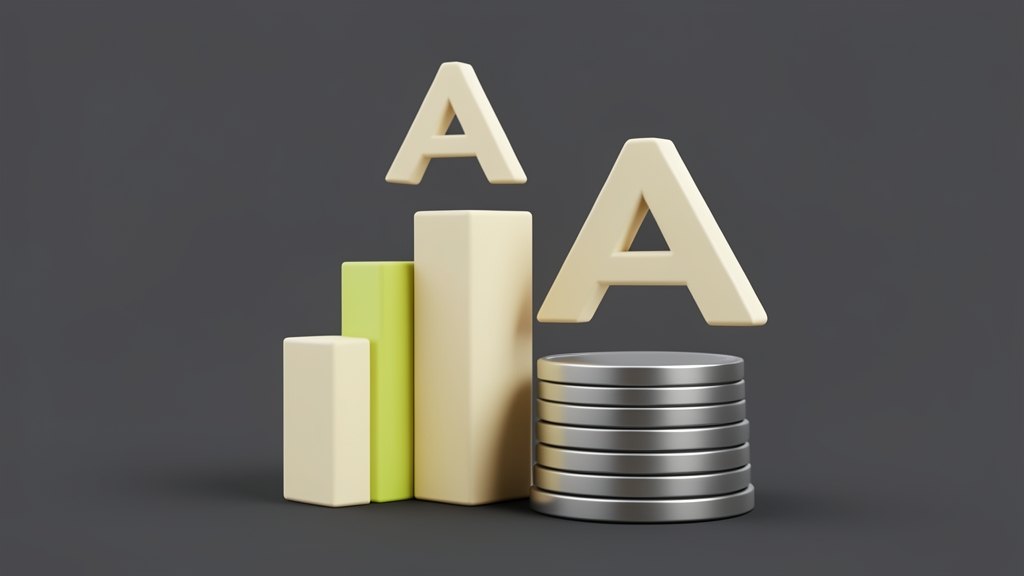 A rising bar chart made of thick solid bars next to a stack of coins, with the letter A formed as a simple arena-shaped emblem representing Arena's leaderboard, all in solid matte 