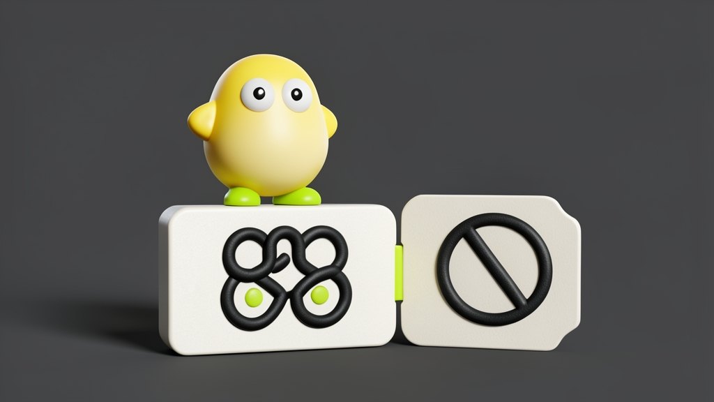 A colorful rounded character figure with two simple eyes stands on a solid ticket-shaped badge marked with the interwoven six-loop black OpenAI Blossom symbol, while a second plain