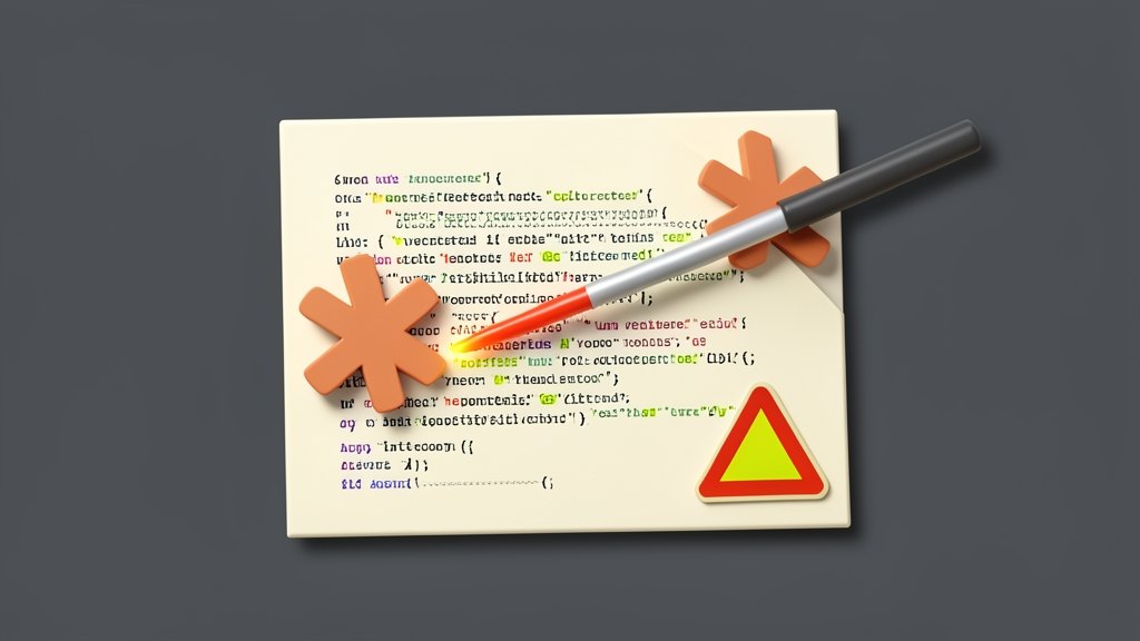A solid code report card overlaid with Anthropic's terracotta-orange asterisk mark, a bold magnifying scan beam sweeping across dense code lines, and a warning triangle badge clipp