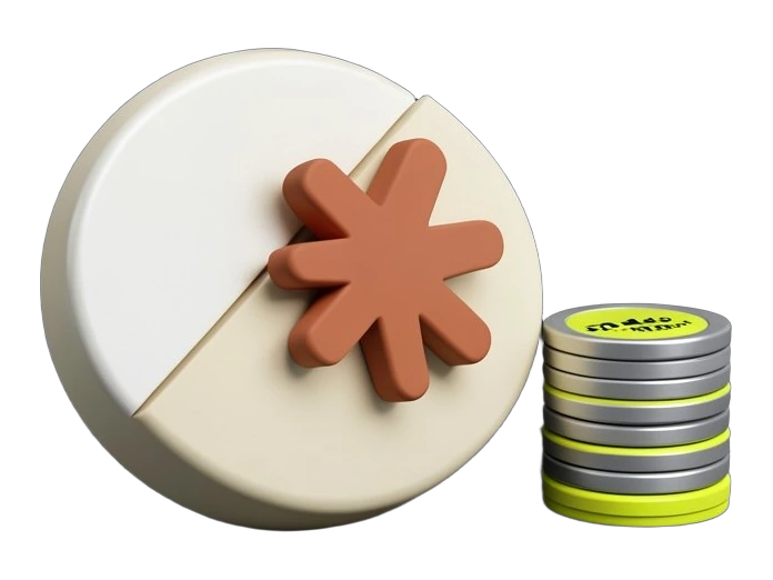 A thick disc split into a wedge just over half, the wedge fronted by the terracotta Anthropic asterisk, lifts away from the remaining half, while seven small identical voting chips